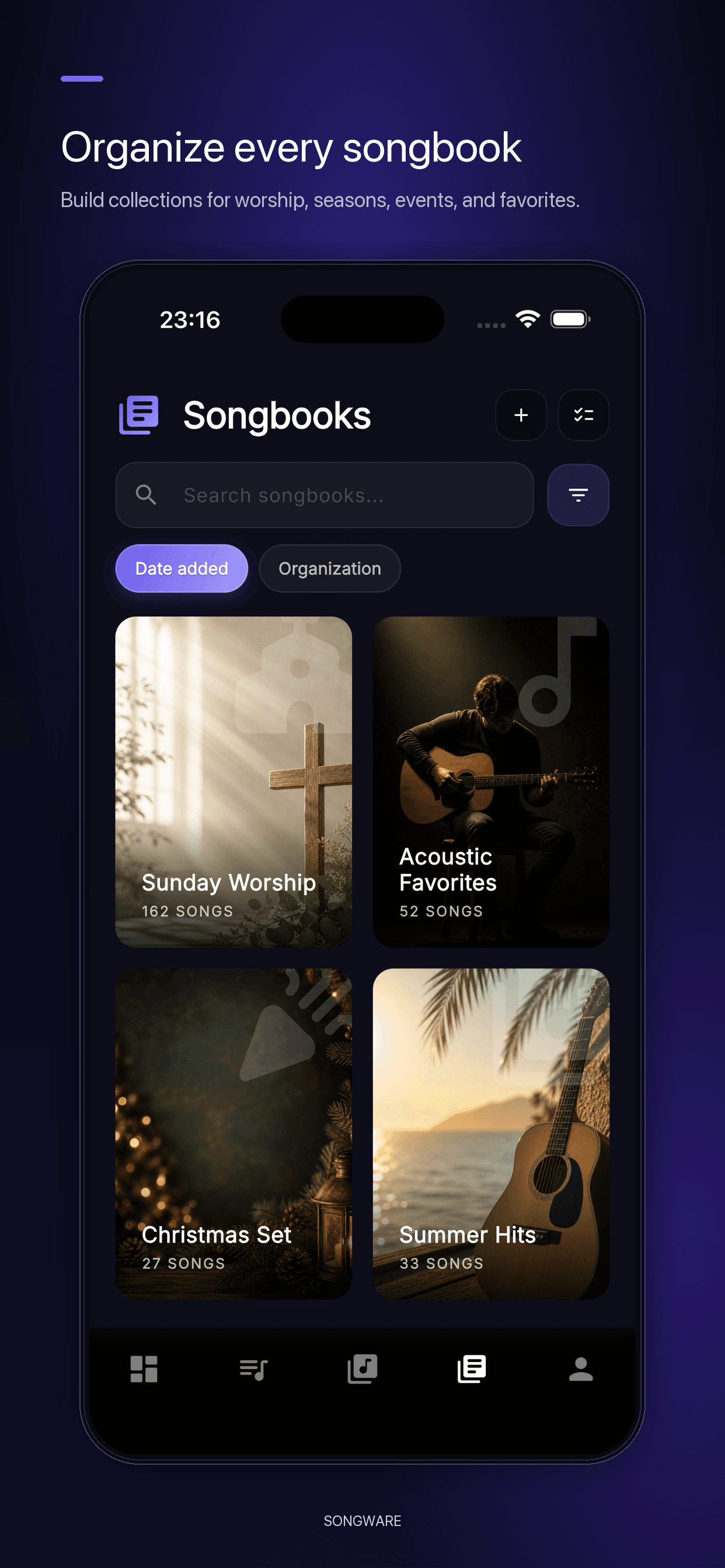 Songware songbooks view on tablet