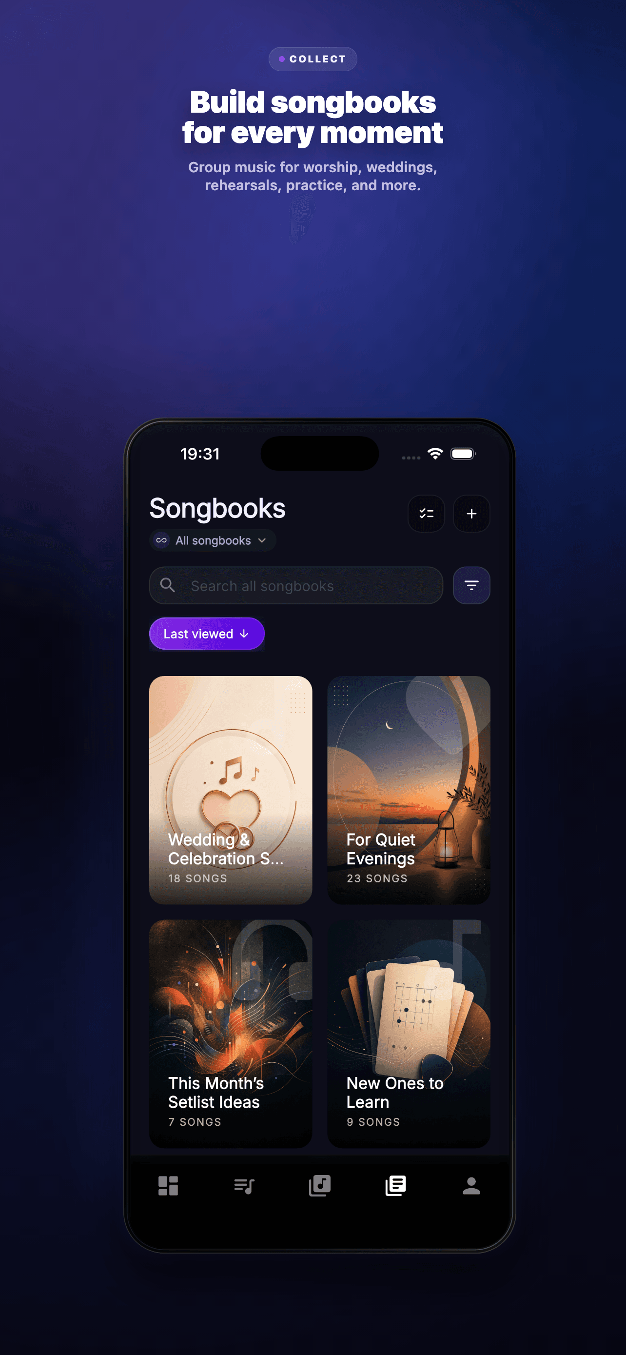 Songware songbooks view on tablet