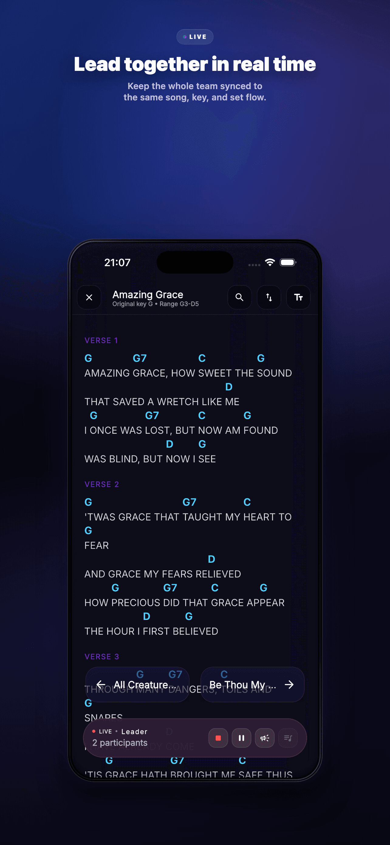 Songware live set sync on phone